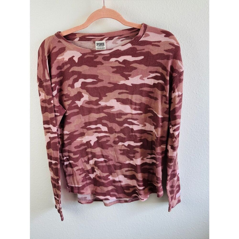 Pink Victorias Secret Pink Camo Long Sleeve Thermal Top Size XS